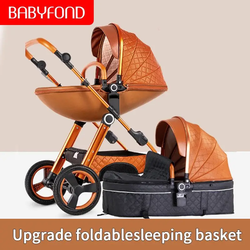 Babyfond/детская коляска с высоким пейзажем 2 в 1 детская легко откидывающаяся