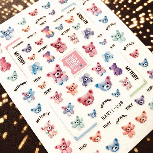 CA-109-110-111-112-145 медведи стикеры 3D на ногти nail Art Наклейка cheetsan бренд шаблон diy Инструменты для ногтей украшения - Цвет: HANYI-38