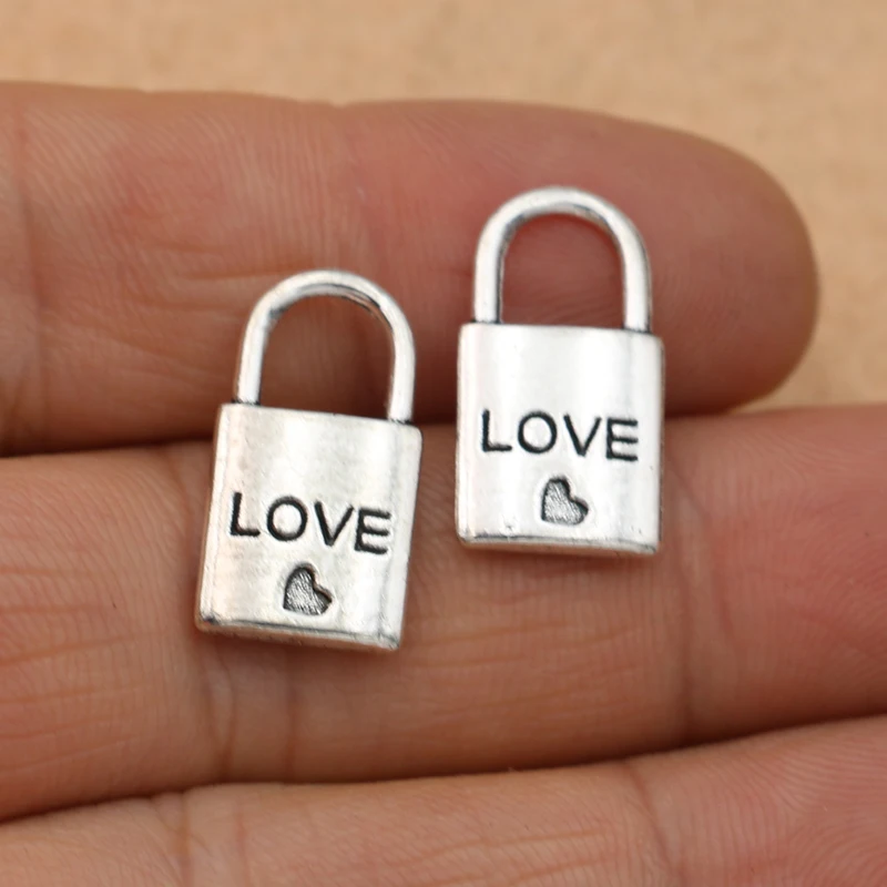 5pcs Antique Silver Plated Love Lock Charm Pendant fit Bracelet Necklace Jewelry DIY Making Accessories 11x20mm | Украшения и