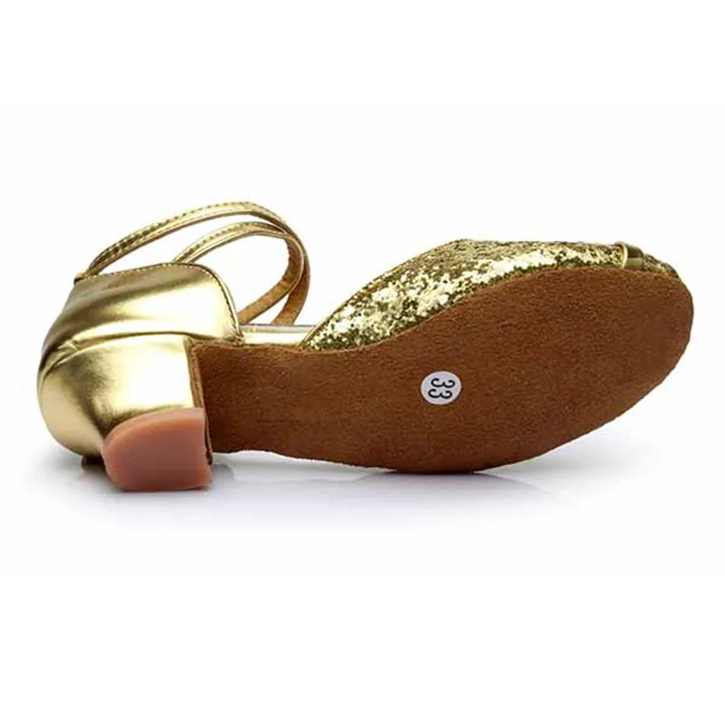 

New Arrival Golden Latin Dance Shoes Girls Womam Salsa Ballroom Dancing Shoes Zapatos De Baile Latino Mujer 607 Free Shipping