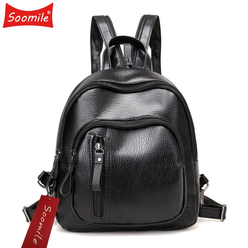 Soomile мини рюкзак женский из искусственной кожи Противоугонный Mochila для