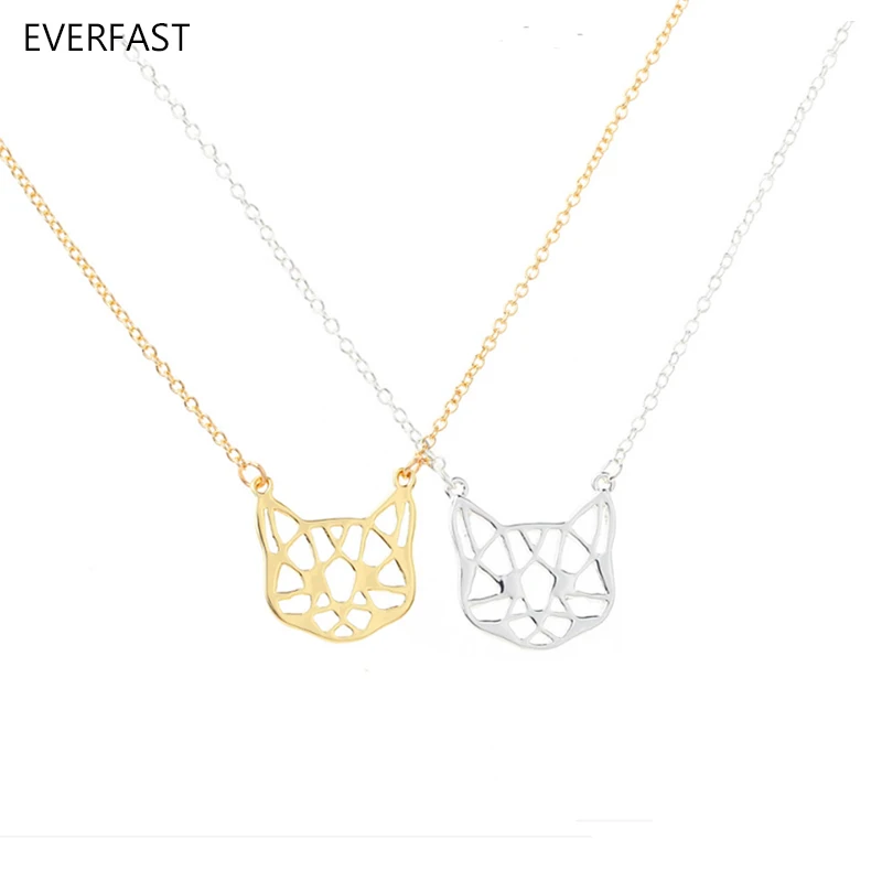 Everfast 1 шт. оригами Cat Голова подвеска Воротник Ожерелье милый маленький полый