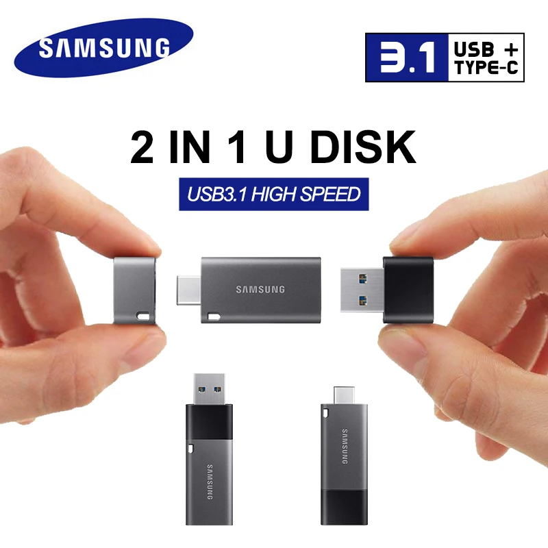 Оригинальный Samsung TYPE-C DUO USB 3 1 Флешка 32 Гб 64 200 МБ/с./с Usb флеш-накопитель 128 ГБ 256 300