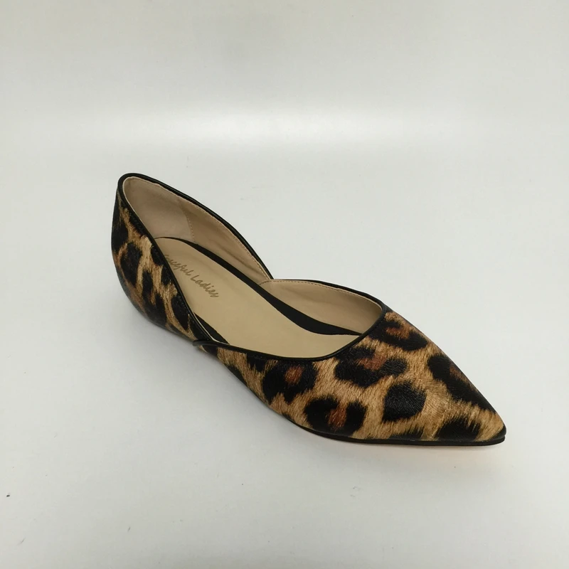 

Leopard Flat Heel Women Shoes Pointed Toe Dress Shoes Comfortable Slip-On Women Flat Shoes Sapato Feminino Real Images