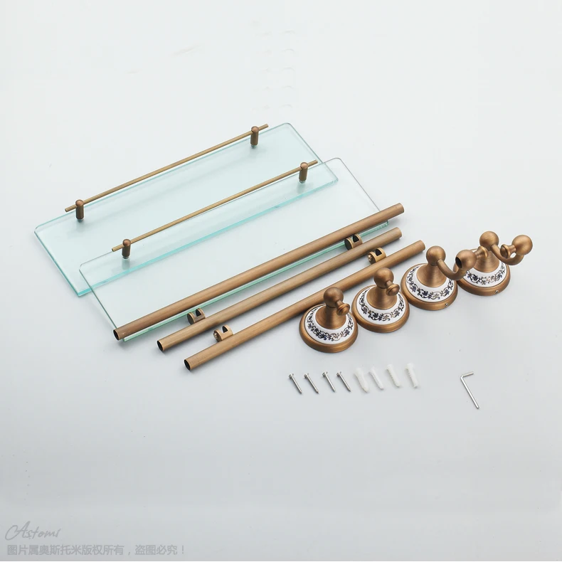 Европейская роскошная Бронзовая Античная керамическая стеклянная полка для