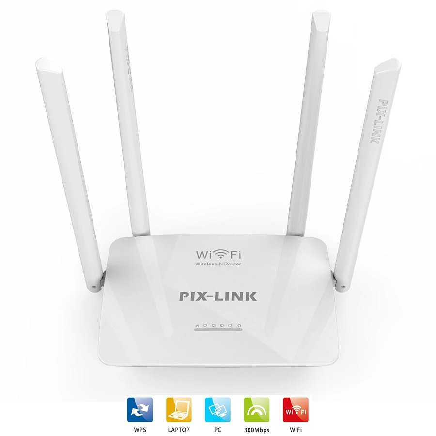 Pix-Link WR08 300 Мбит/с беспроводной WiFi маршрутизатор Smart High power 4 антенны для широкого