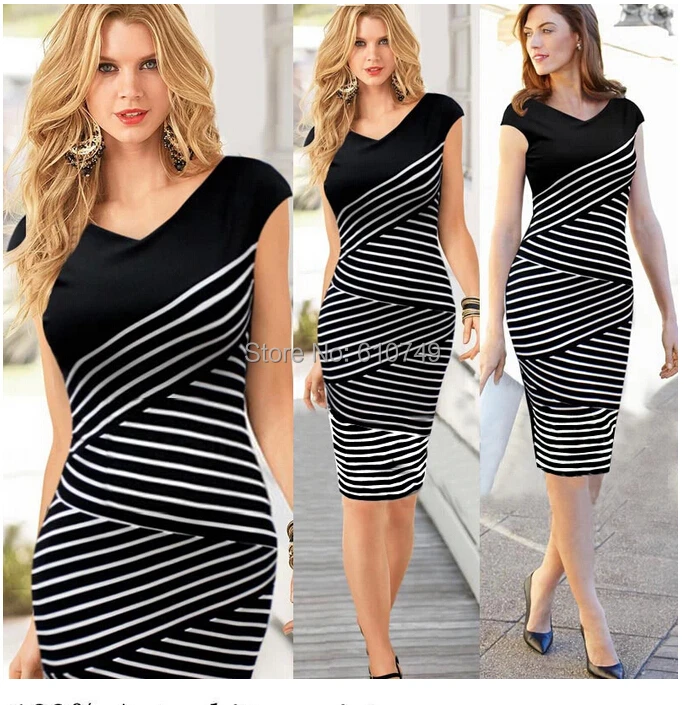 

Hot Sale summer plus size vestidos sexy women V-neck sleeveless stripe long bodycon Pencil dress long dress