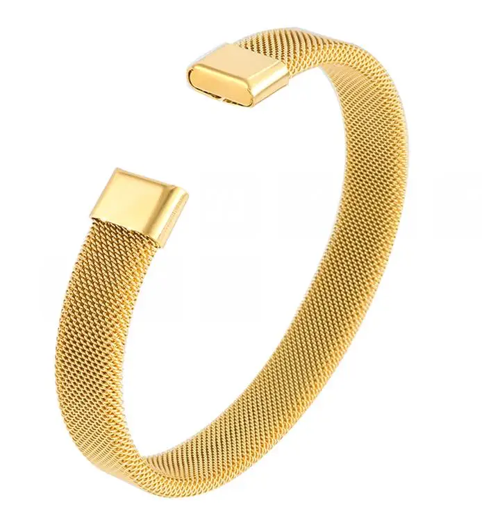 gold color big size Браслет-манжета модного серебристого цвета из нержавеющей стали, браслет для женщин и мужчин, браслет для свадебной вечеринки, роскошный брендовый ювелирный подарок - Окраска металла: gold color big size