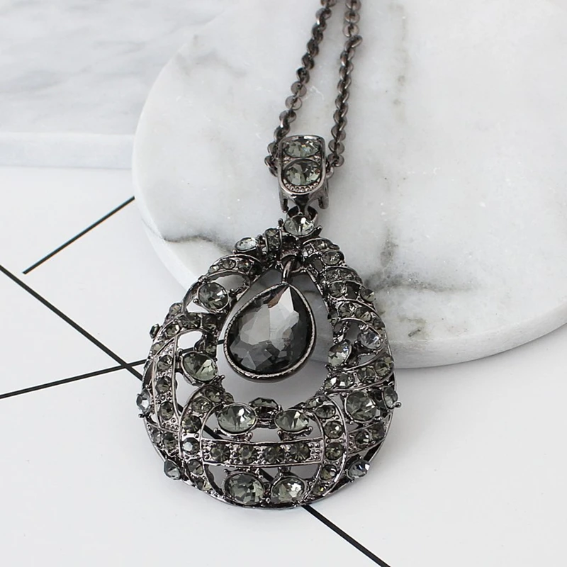C New Arrival Women Trendy Retro Necklace Solid Color Girl Boho Crystal Pendant Shining Jewelry Accessories Hot Sales Neck Chain | Украшения