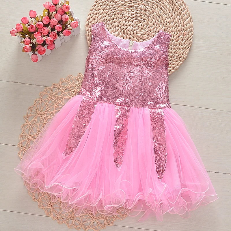 girls dress summer new fashion mesh sequins kids sleeveless for children wedding party princess clothing | Детская одежда и обувь