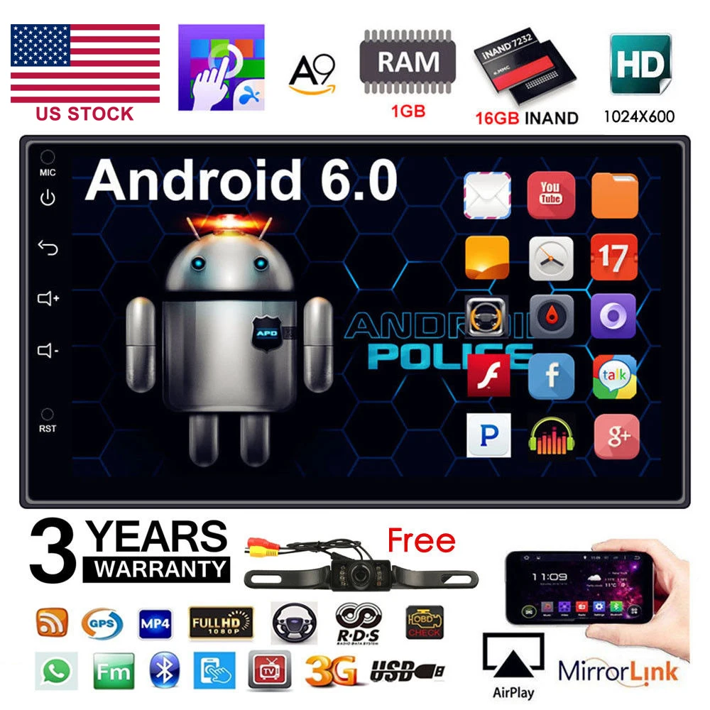 2 din android автомобильное радио 2DIN bluetooth Android 6 0 gps навигация Универсальный
