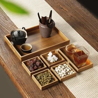6pcset bamboo tea trays cup plate food fruit plant plate chinese kungfu food dessert serving tray kitchen storage accessories