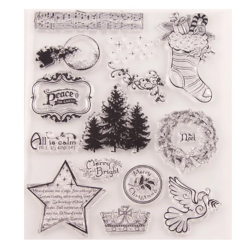 Merry Bright Transparent Silicone DIY Craft Decoration Rubber Stamp Stationery Clear For Scrapbooking Album | Канцтовары для офиса