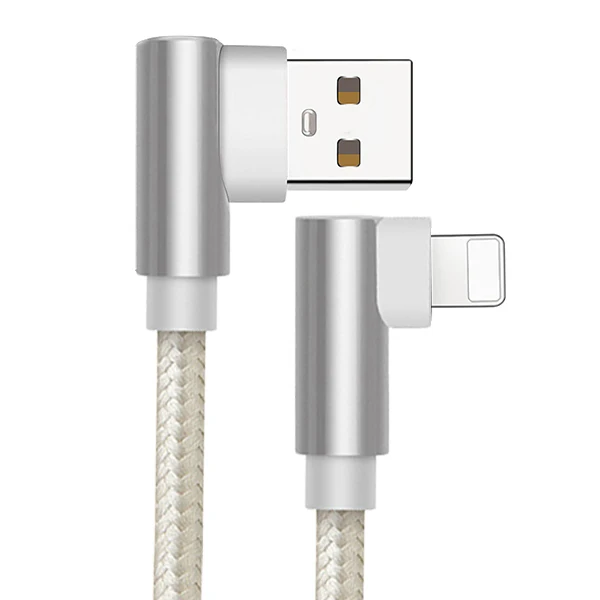 Серебристый ACCEZZ usb зарядный кабель для передачи данных освещение для Apple iphone X 8 7 6 6S Plus XR XS MAX 5C 5 SE 90 градусов телефон зарядное устройство Шнур - Цвет: Серебристый