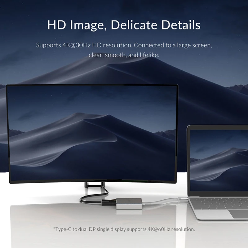 Видеокабель ORICO Type C Dual DP 4K HD большой кабель из сплава с разъемом экрана для