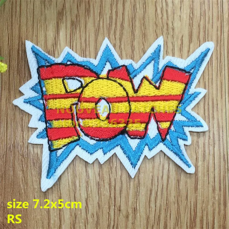 

New arrival 10 pcs POW embroidered Iron On cartoon Patches garment Appliques RS accessory free shipping 151009
