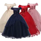 Распродажа 2019, Элегантное свадебное платье для девочек с цветочным рисунком, праздничное официальное платье принцессы с длинным рукавом, кружевом и тюлем, приблизительно для подростков