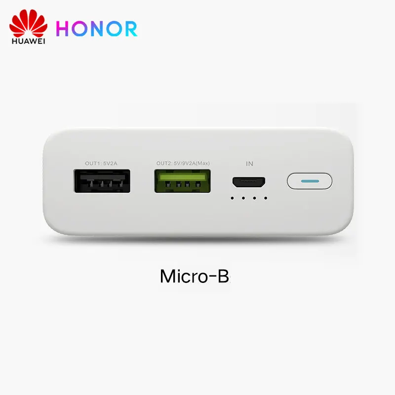 Huawei Honor power Bank 2, 20000 мА/ч, Макс., 18 Вт, двусторонняя быстрая зарядка, портативный внешний аккумулятор для Honor 10, Note 10, V20, Play Magic 2, Nova 3, 4 - Цвет: Micro-B Interface
