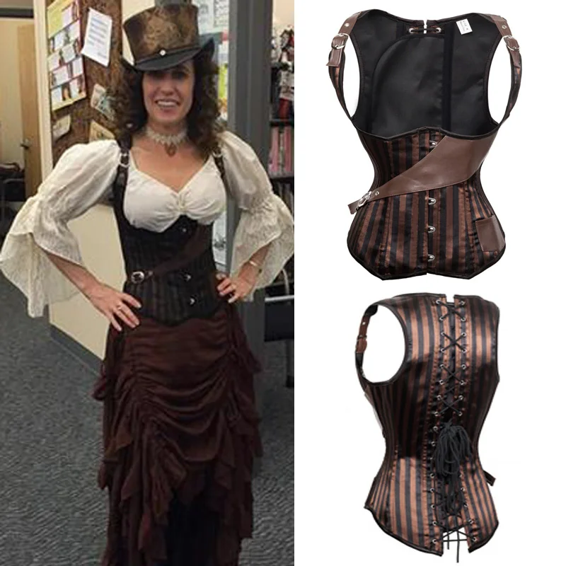 Корсеты и бюстье размера плюс со стальными косточками в стиле стимпанк, готический корсет для косплея, топы под грудью, корсетный корсет Minceur