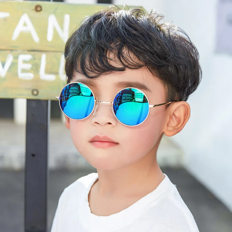 

2020 new children's sunglasses boys and girls fashion retro UV400 quality sunglasses round metal frame acrylic lens sunglasses