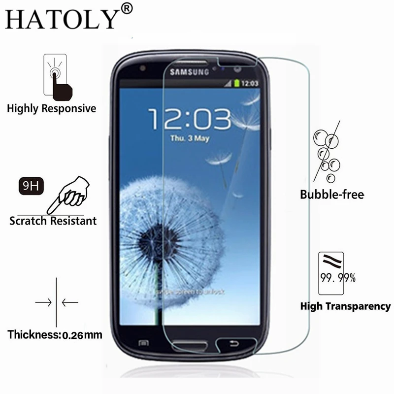 2 шт. закаленное стекло для телефона samsung Galaxy S3 I9300 Защитная пленка экрана HATOLY |
