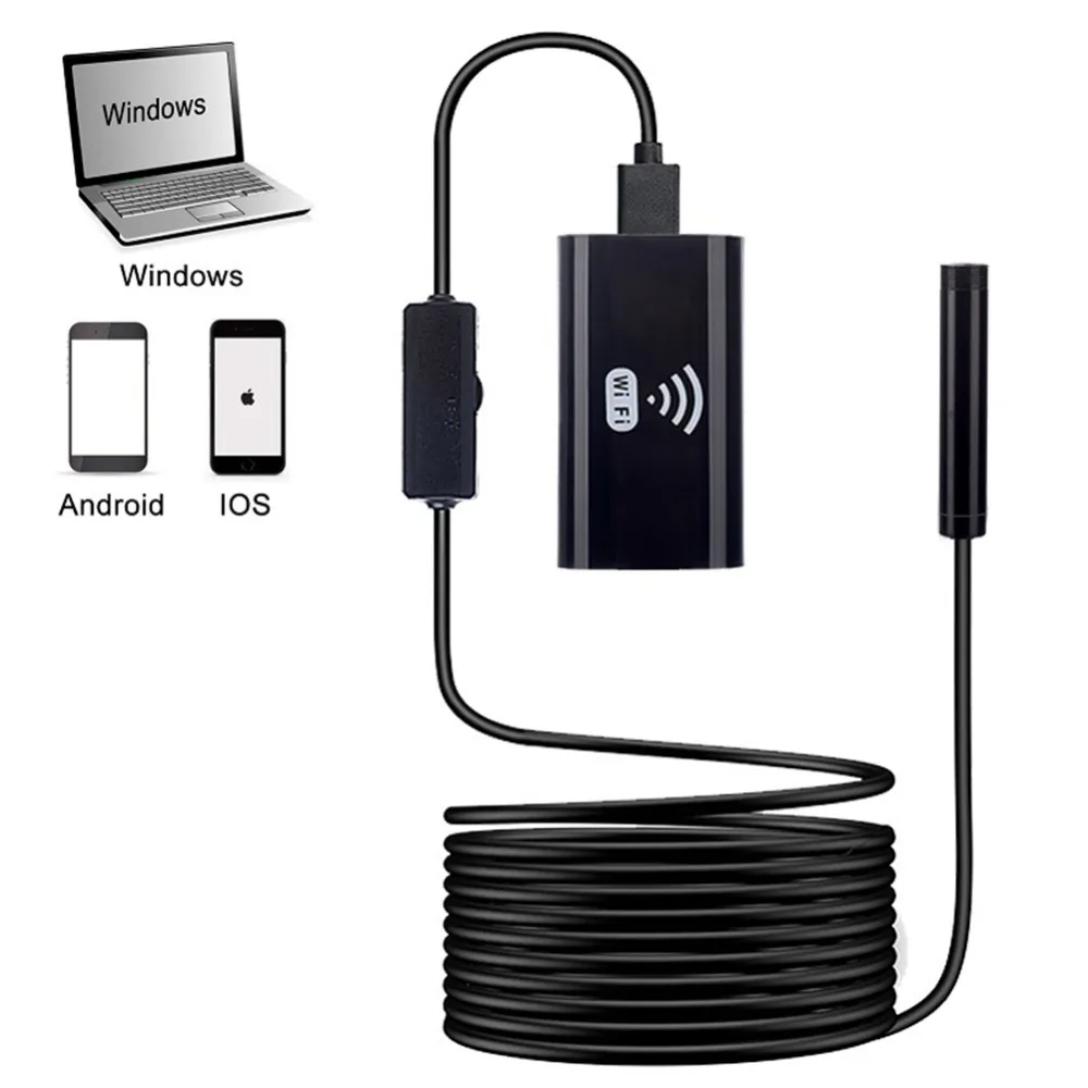 WIFI эндоскоп камера HD 720P Мини водонепроницаемый жесткий кабель Инспекционная 8 мм