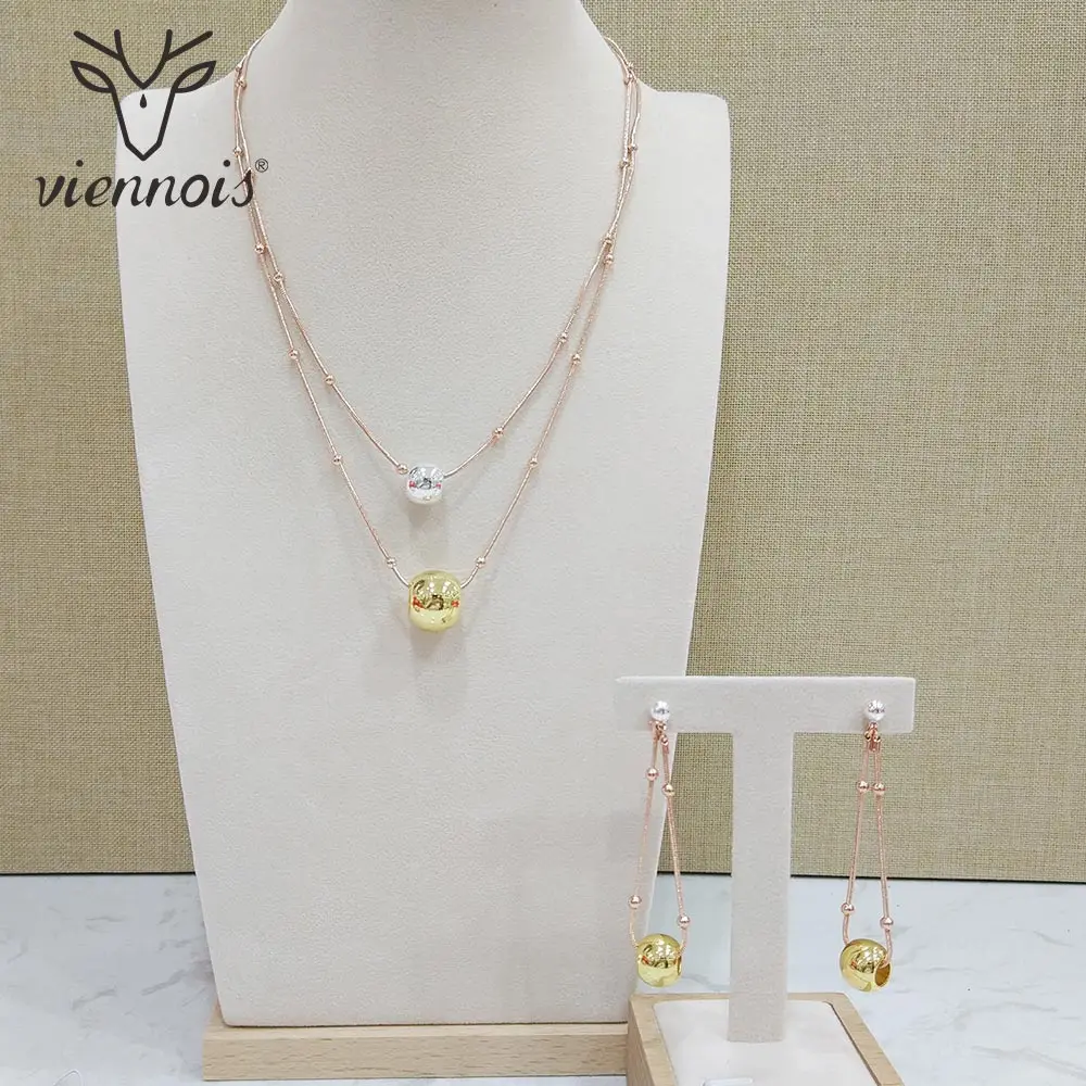 Viennois Новый MixSilver/Роза капля цвета золота серьги ожерелье набор для женщин
