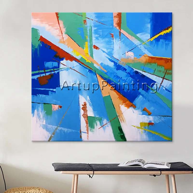 Hand painted canvas oil paintings Cheap large modern abstract painting wall decor Art pictures for bedroom2 | Дом и сад