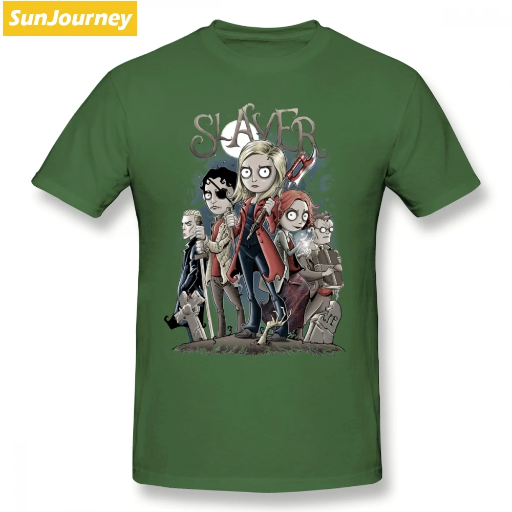 Buffy The Vampire Slayer, Мужская футболка, новинка, для отдыха, негабаритных размеров, хлопок, Crewneck, футболки с коротким рукавом - Цвет: Армейский зеленый