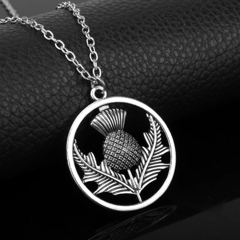 Outlander шотландский национальный цветок кулон ожерелье овальная Шотландия Thistle с