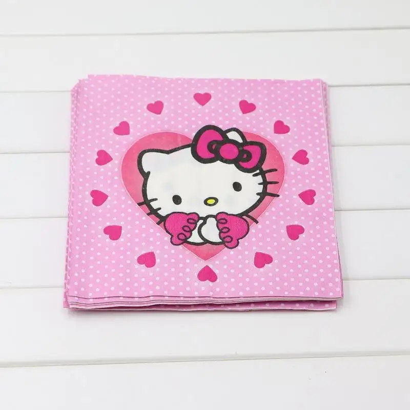 41 шт./партия, украшение на детский день рождения для девочек, тема hello kitty, одноразовый праздничный набор, бумажные салфетки под чашки пластиковая скатерть