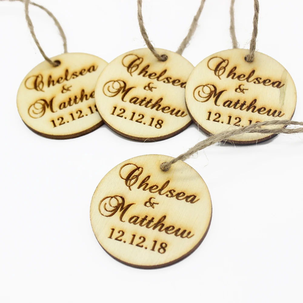 100 шт. персонализированные деревянные круглые бирки с гравировкой оформление