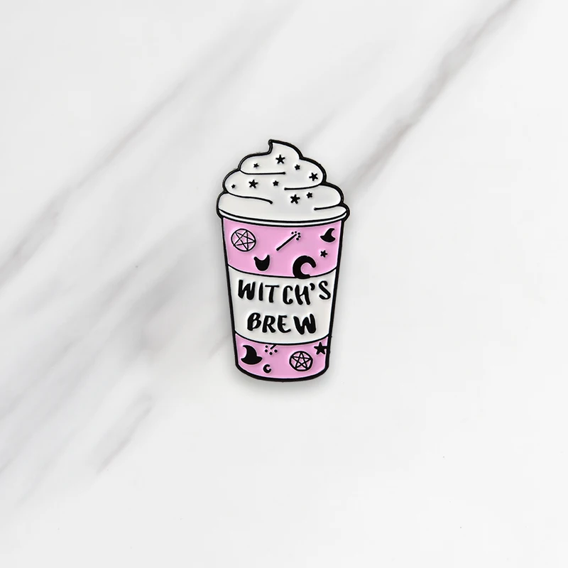 

Pink Star Ice Cream Soft Enamel Brooches WITCH'S BREW Button Pins for clothes Badge Cartoon Fashion Jewelry Gift for friends