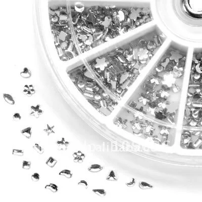 

SILVER MIX SHAPES NAIL ART GLITTER RHINESTONES