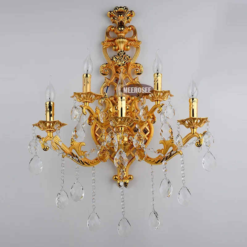 

Gold Color Crystal Wall Lamp Gold Wall Sconces Light Crystal Wall Bracket Bra Lighting 5 Lights Bedroom Dining Room Luminaria