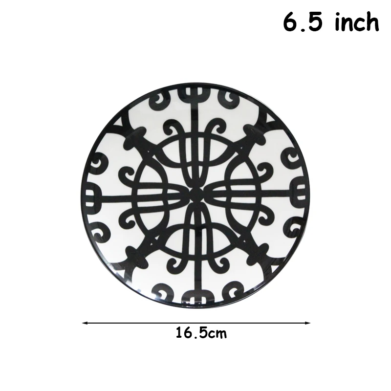 6.5inch Рождественская тарелка, поднос для еды, обеденная тарелка Platos, посуда, контейнеры, ужин, многофункциональный салатный поднос, круглый черный Piatti Ceramica, 1 шт - Цвет: 6.5inch