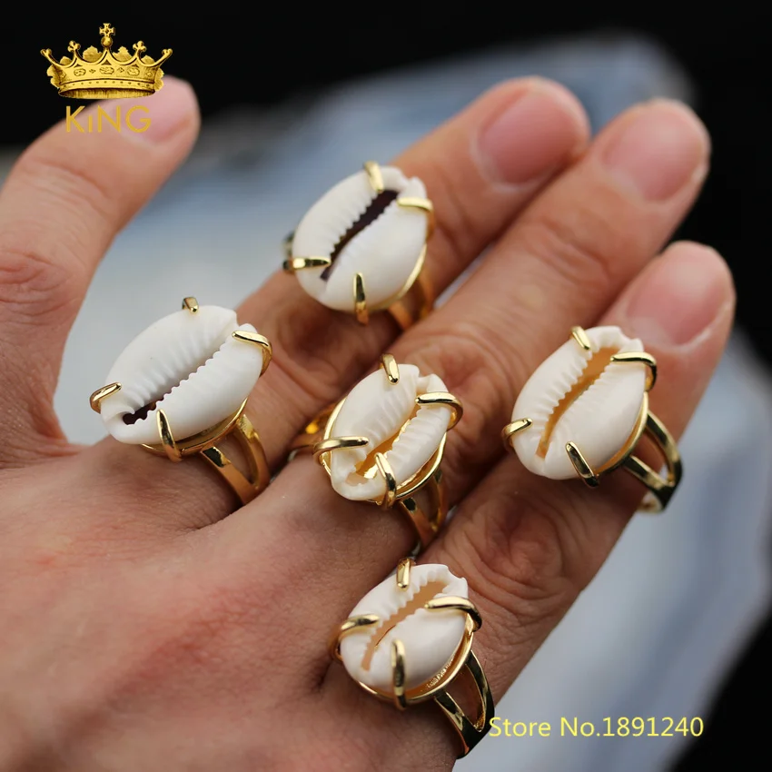 5 шт. кольцо Cowry регулируемое с искусственным ракушкой ювелирные изделия из