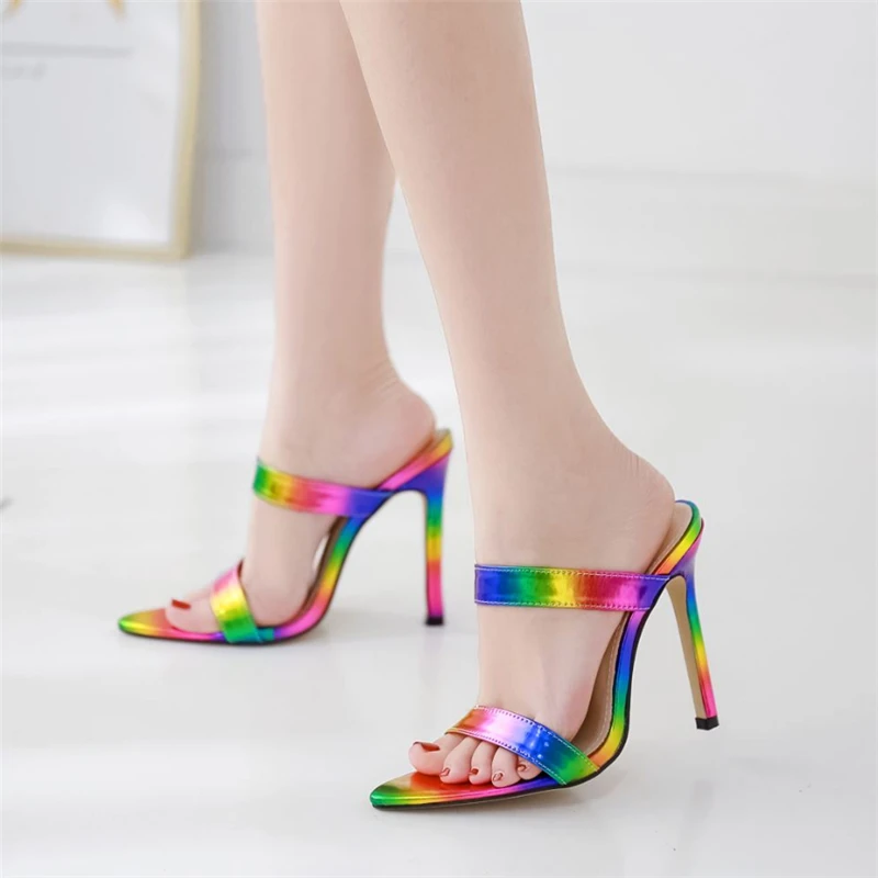 Miula/женские сандалии на каблуках тапочки из качественного полиуретана яркие