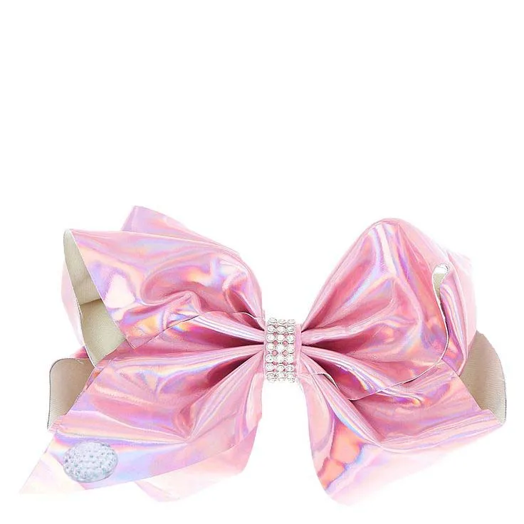 

free shipping 2017 10pcs 8'' Large shiney metallic Holographic Signature hair bows Boutique big hair bows Girl ABC hair clips