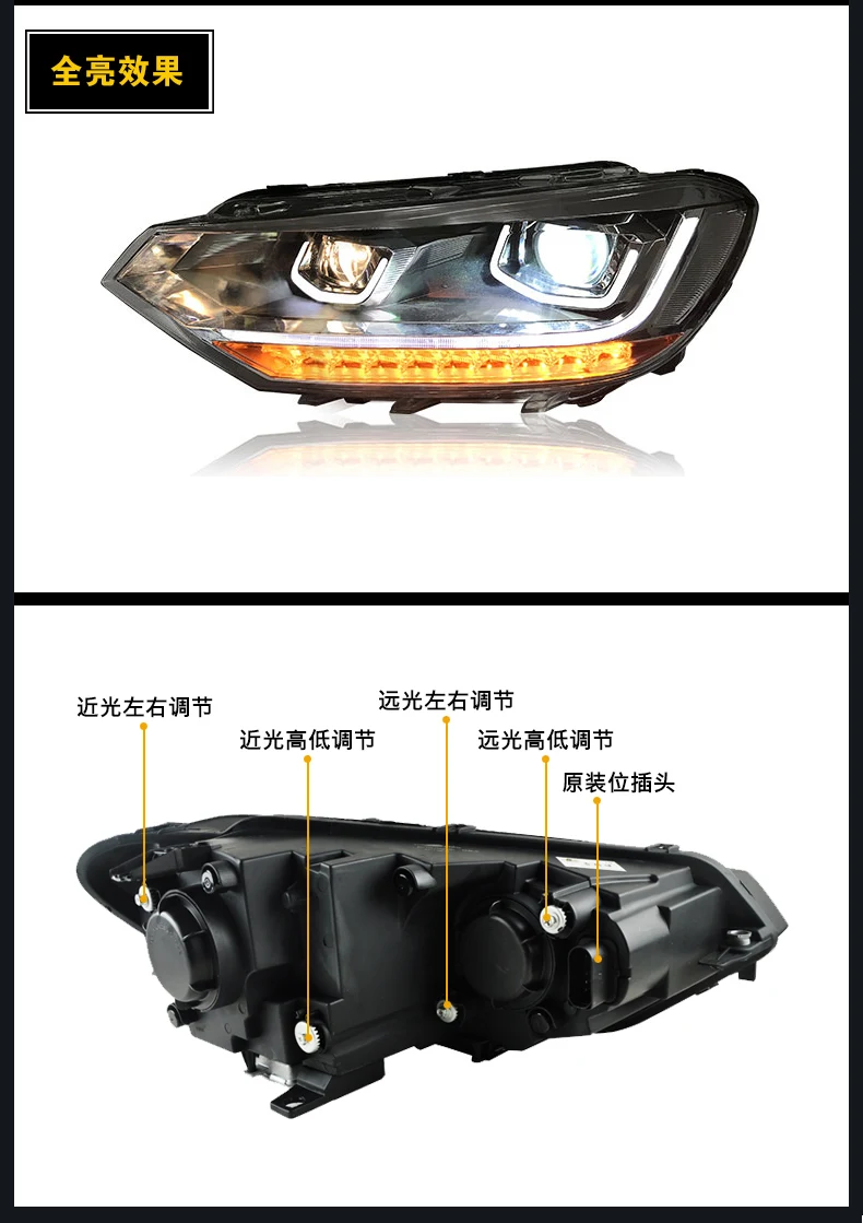 Doxa автомобильный Стайлинг чехол на головную лампу для VW Touran фары Touran светодиодный фары DRL Объектив Двойной Луч би-ксенон HID
