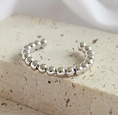 SHANICE 925 Sterling Silver Open Finger NS simple geometric bead beading Rings for Women Free Size Fashion Jewelry Adjustable - Цвет основного камня: silver