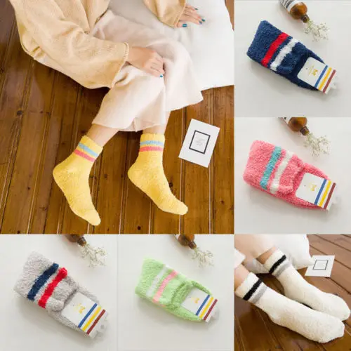 Мягкие носки-тапочки для женщин и девочек теплые зимние мягкие носки кораллового