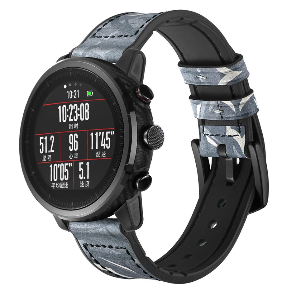 Для AMAZFIT Huami Stratos 2 Смарт спортивные часы силиконовый стикер слой кожаный камуфляж