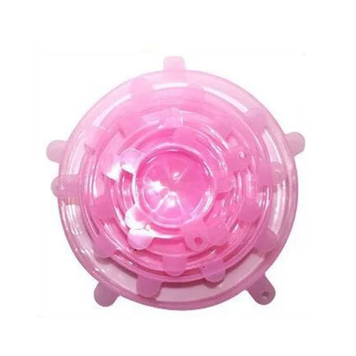 Pink 6 шт./партия, силиконовая Крышка для кухни, многоразовые растягивающиеся крышки для универсальных пищевых продуктов, конусная чаша, крышка для горшка, силиконовые контейнеры пищевые - Цвет: Pink