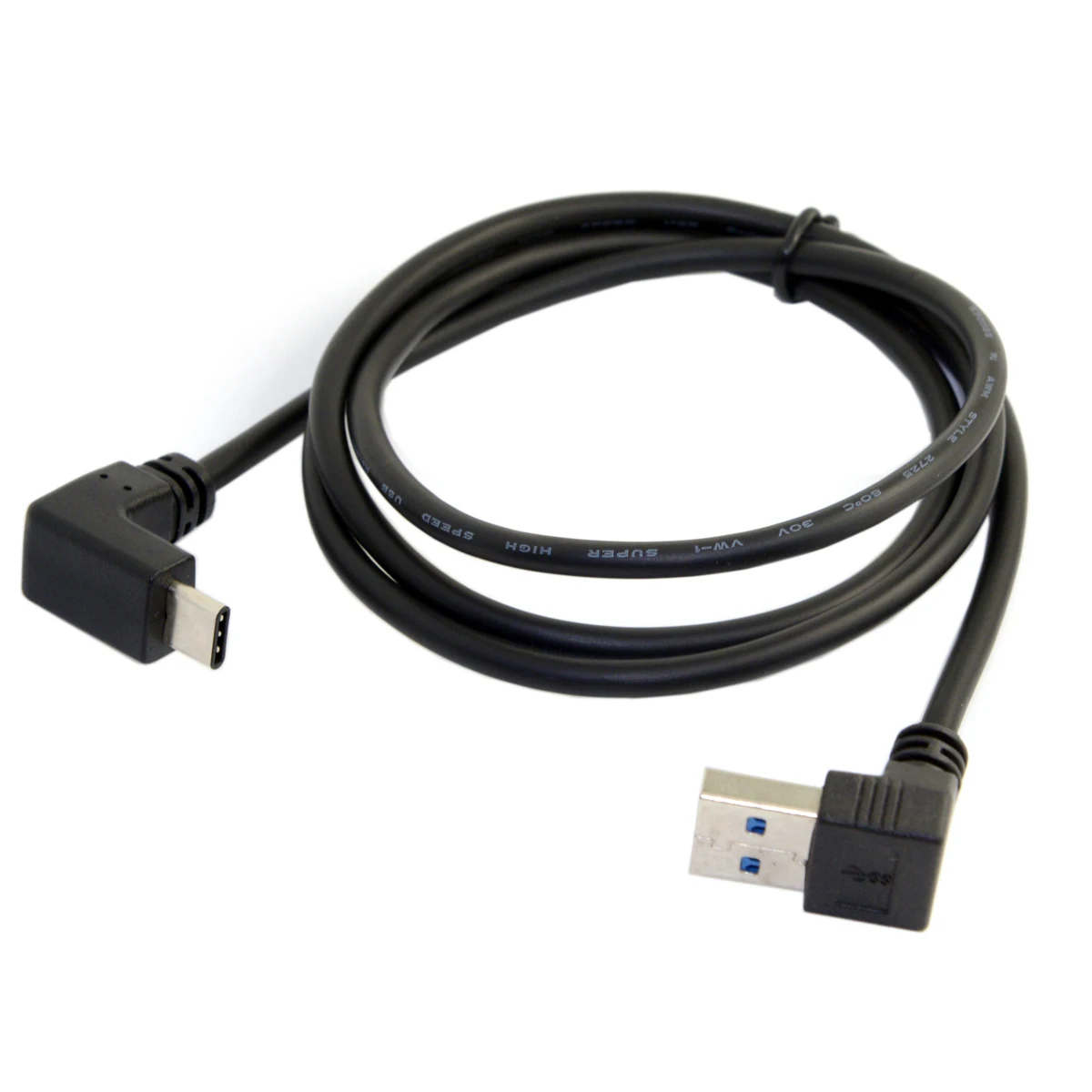 

CY USB 3.1 USB-C Reversible Angled to 90 Degree Up Angled A Male Data Cable for Laptop & Tablet & Phone