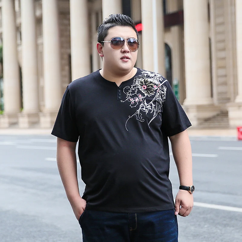 Летняя свободная футболка мужская 5XL 6XL 7XL Повседневная большого размера модная с