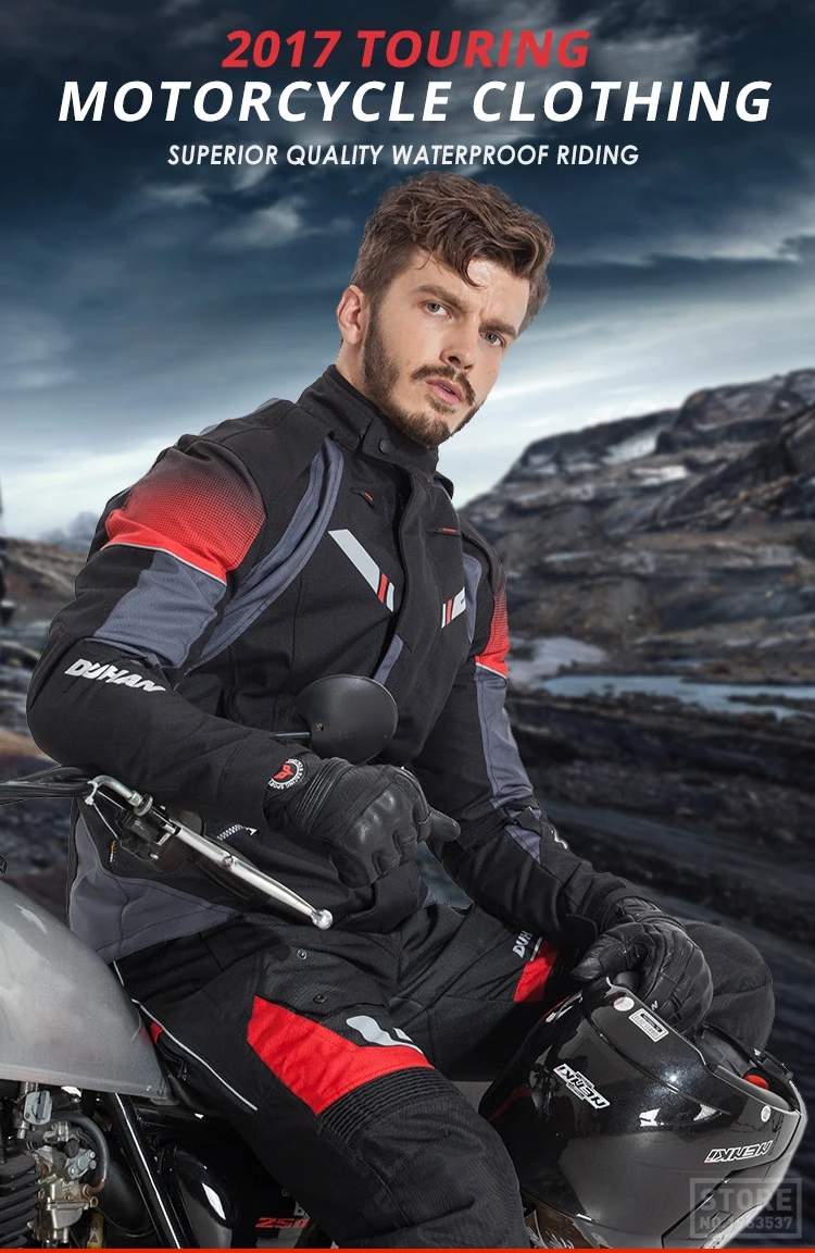 DUHAN Мужская мотоциклетная куртка Moto Touring одежда осень-зима костюм водонепроницаемый морозостойкий мотоциклетный штаны набор защитное снаряжение