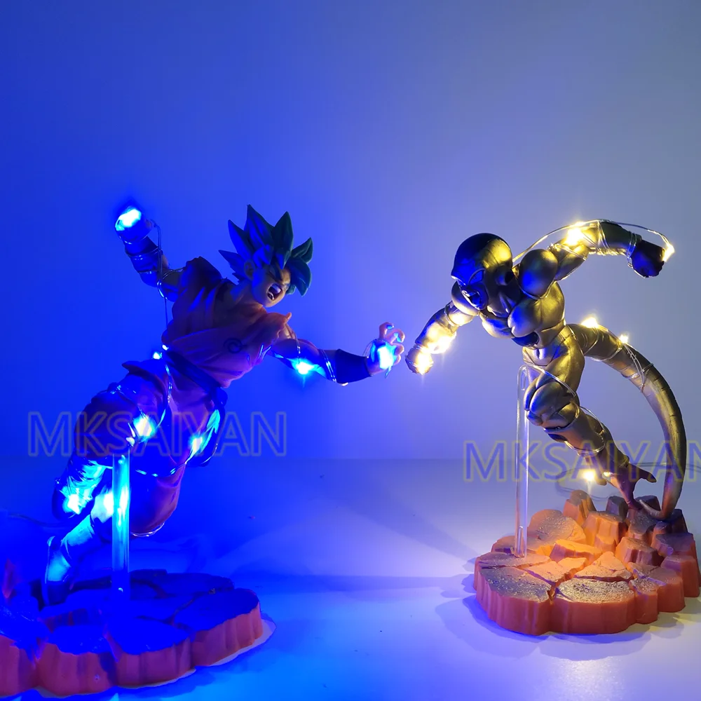 

Dragon Ball Z Super Son Goku VS Golden Freeza Led Power Anime Saiyan Frieza Toys for Children Action Figurine Juguetes 2pcs/set