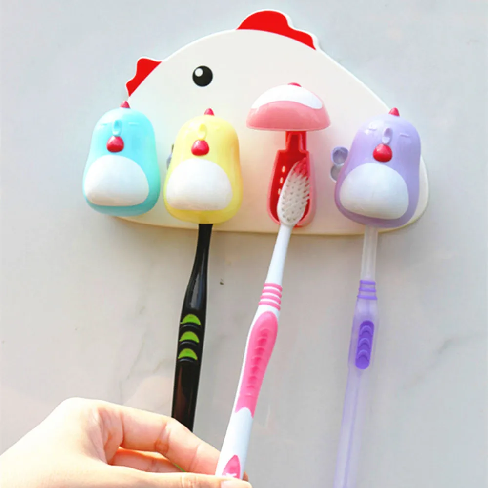 Держатель для зубных щеток настенная присоска 4 сетки дома и семьи милый цыпленок