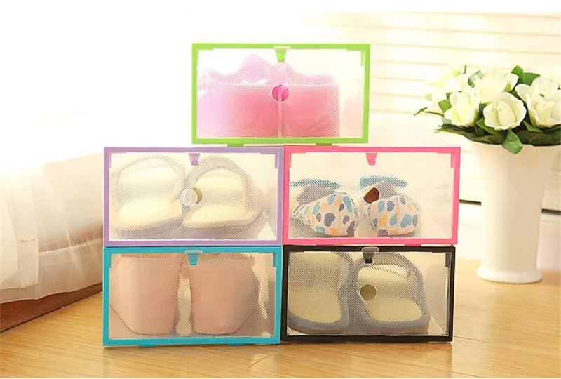 DIY Толстая пластиковая коробка для обуви ящик хранения дома органайзер Складная